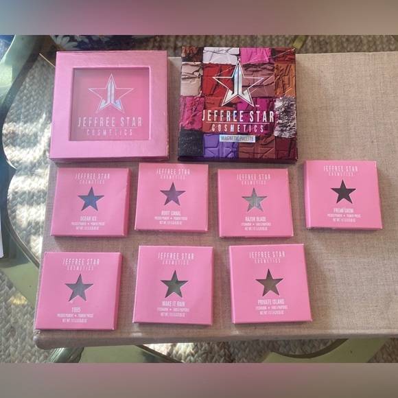 Jeffree Star Other - Jeffrey Star Artistry Singles Eyeshadow Bundle of 7 and 2 Magnetic Holders NWT